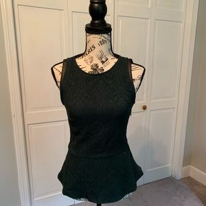 Zara peplum faux leather trim top